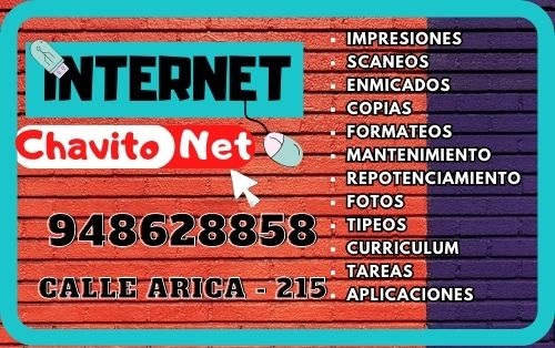 ChavitoNet, Internet, Formateos // Copias // Impresiones A4 A3// Scaneos, Enmicados // Anillados // ETC